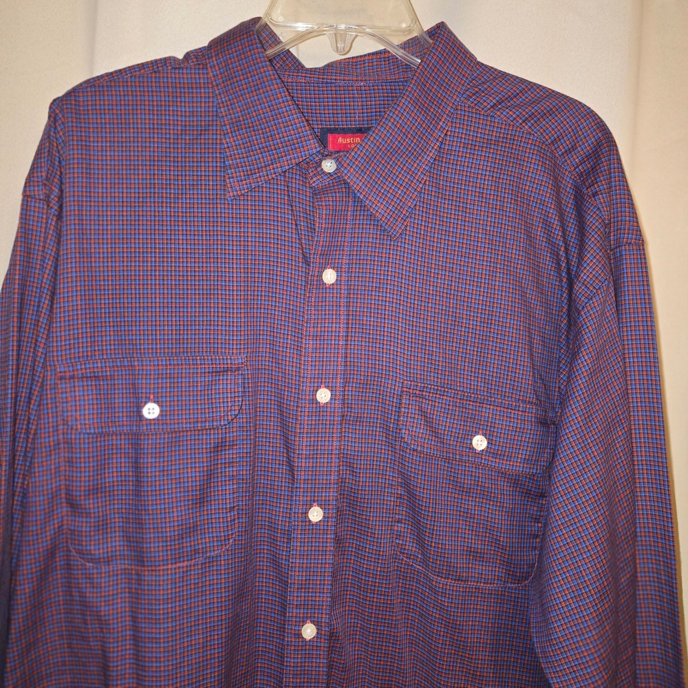 Austin Reed London Mens‎ XXL Plaid Button Down Long Sleeve Shirt Casual